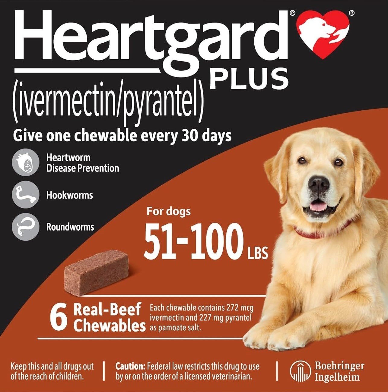 Real-Beef Chewables for Dogs 51-100 lbs by heartgard plus chews